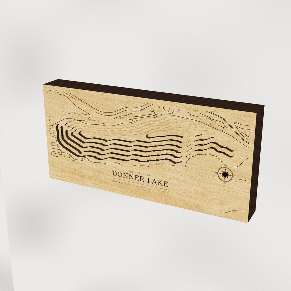 Donner Lake 3D wood map, hero view