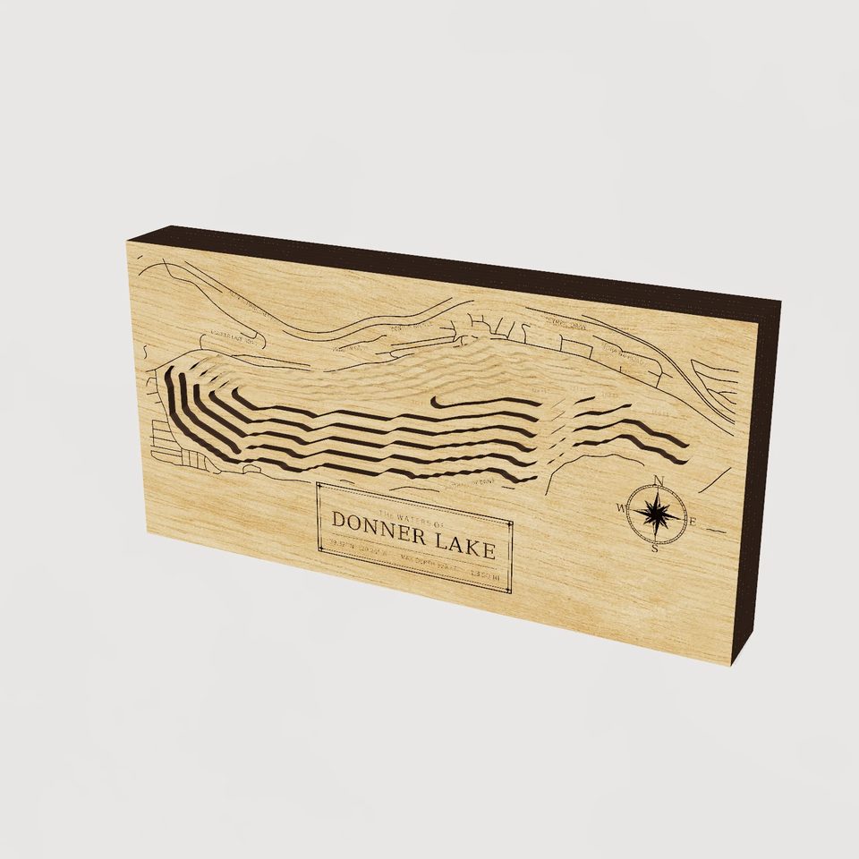 Donner Lake 3D wood map, hero view