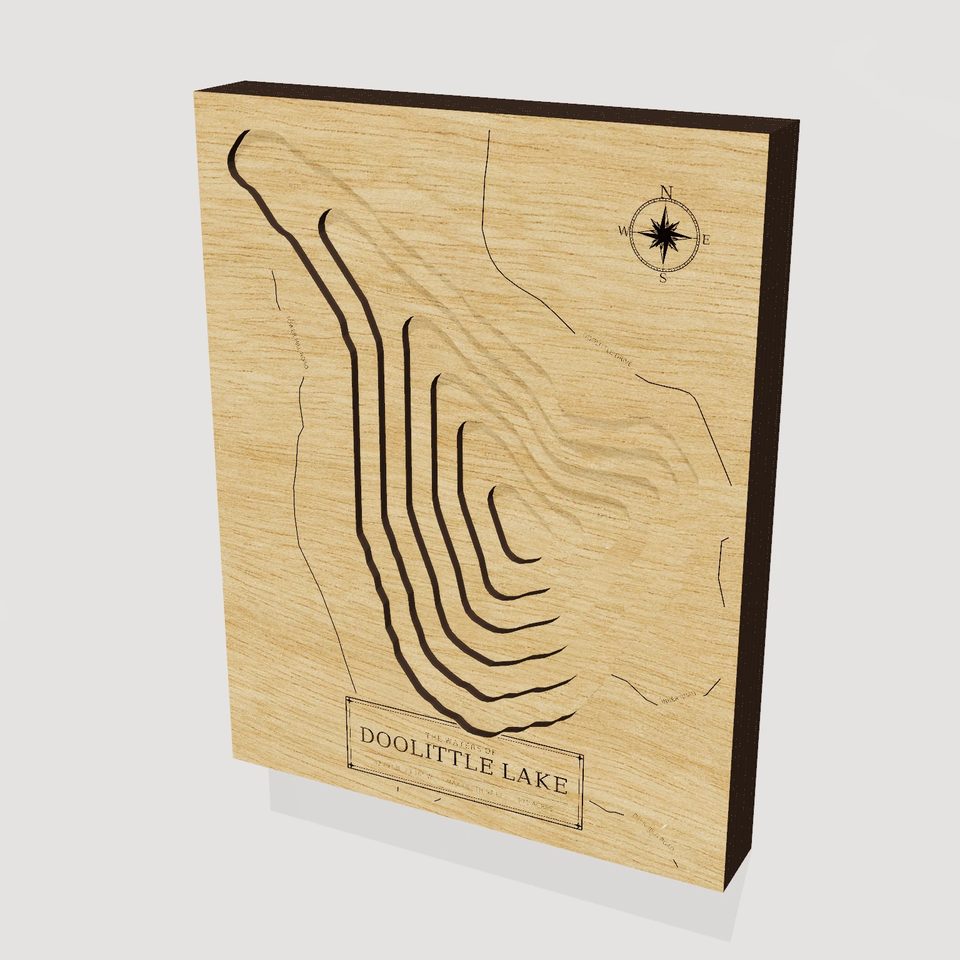 Doolittle Lake 3D wood map, hero view