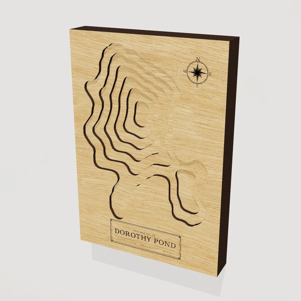 Dorothy Pond 3D wood map, hero view