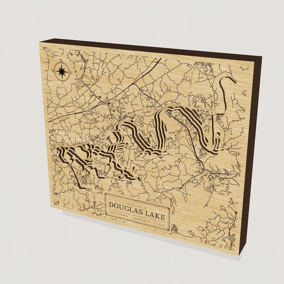 Douglas Lake 3D wood map, hero view