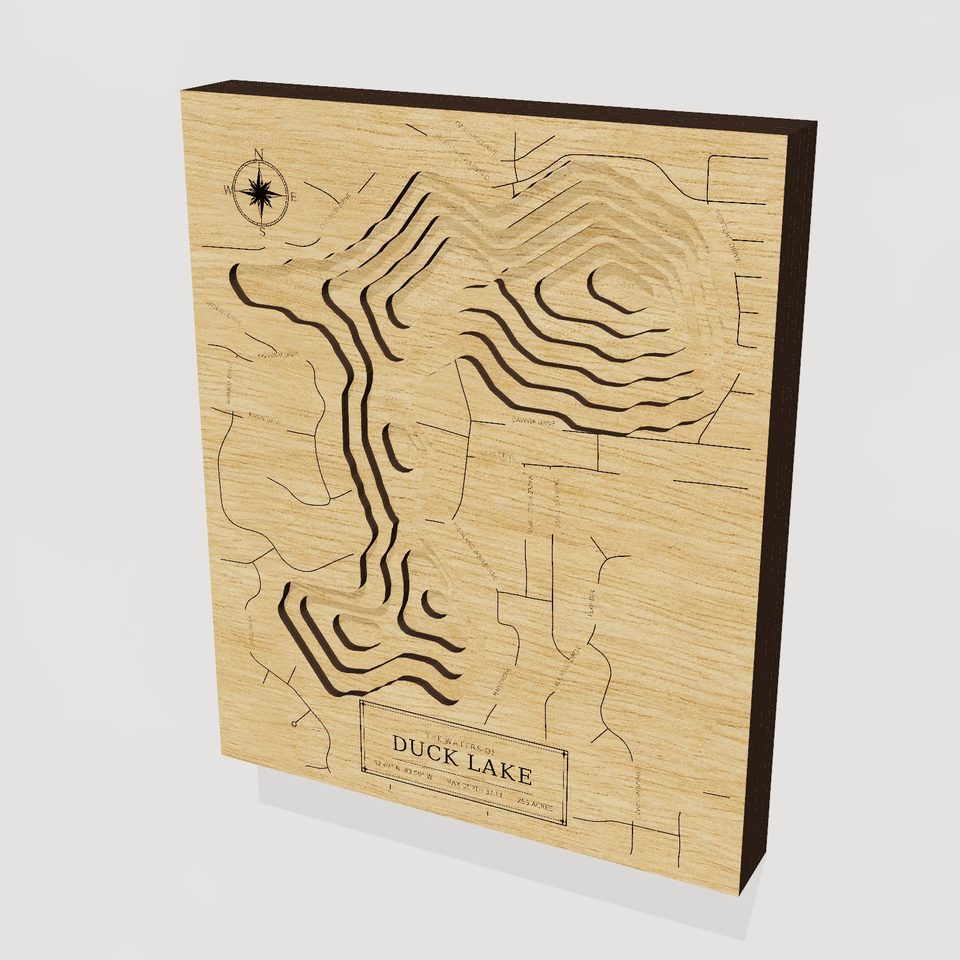 Duck Lake 3D wood map, hero view