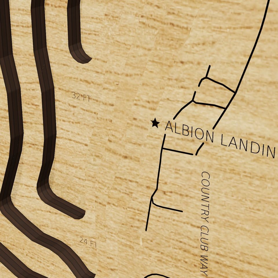Duck Lake Calhoun 3D wood map, detail view