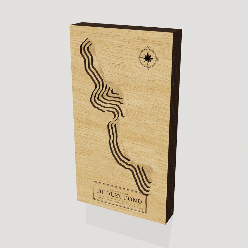 Dudley Pond 3D wood map, hero view