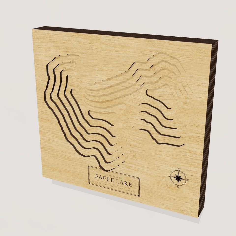 Eagle Lake 3D wood map, hero view