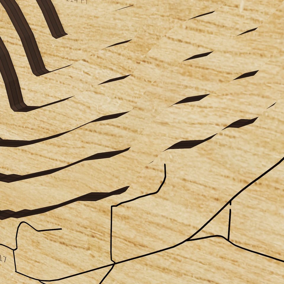 Eagle River Chain 3D wood map, detail view