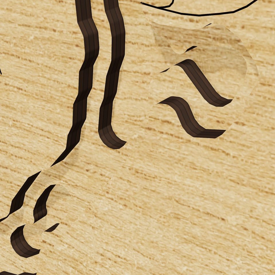 East Branch Reservoir 3D wood map, detail view