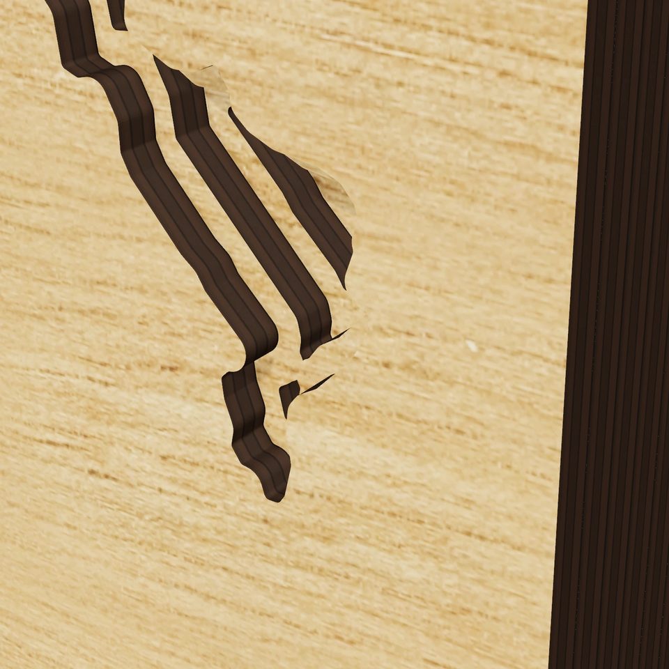 East Devils Lake 3D wood map, detail view
