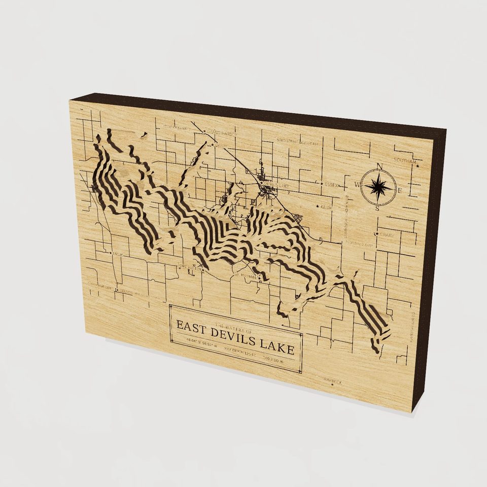 East Devils Lake 3D wood map, hero view