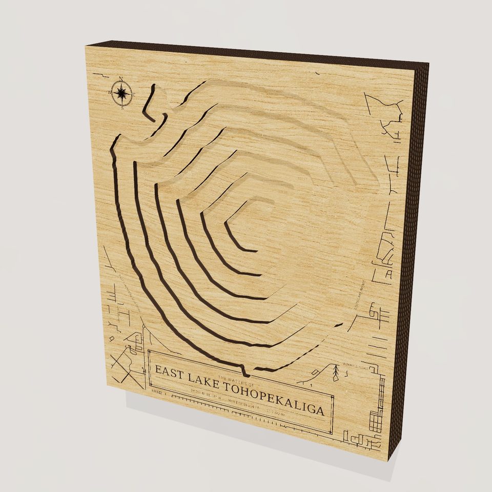 East Lake Tohopekaliga 3D wood map, hero view