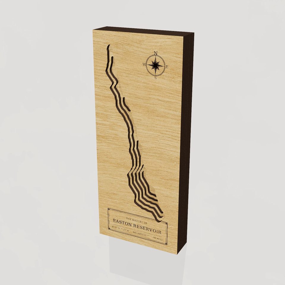 Easton Reservoir 3D wood map, hero view