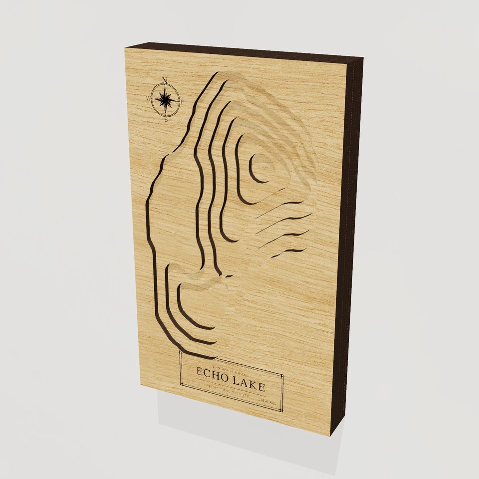 Echo Lake 3D wood map, hero view