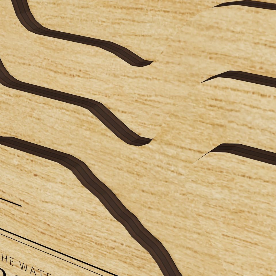 Edinboro Lake 3D wood map, detail view