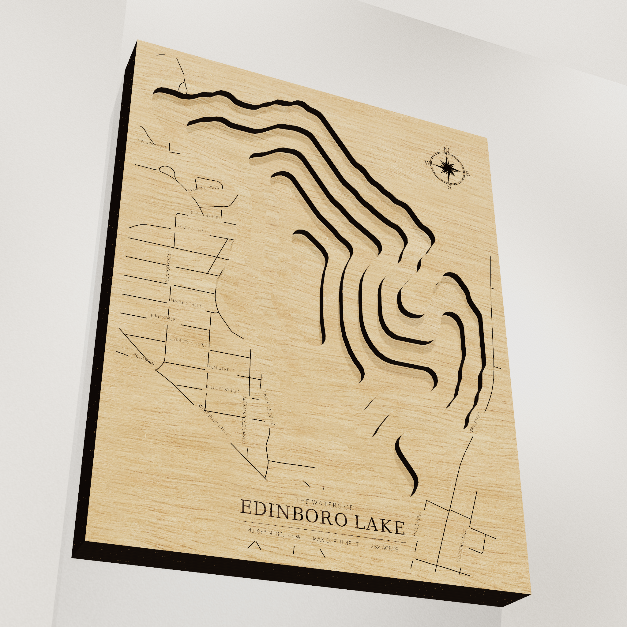 Edinboro Lake map, angle low view