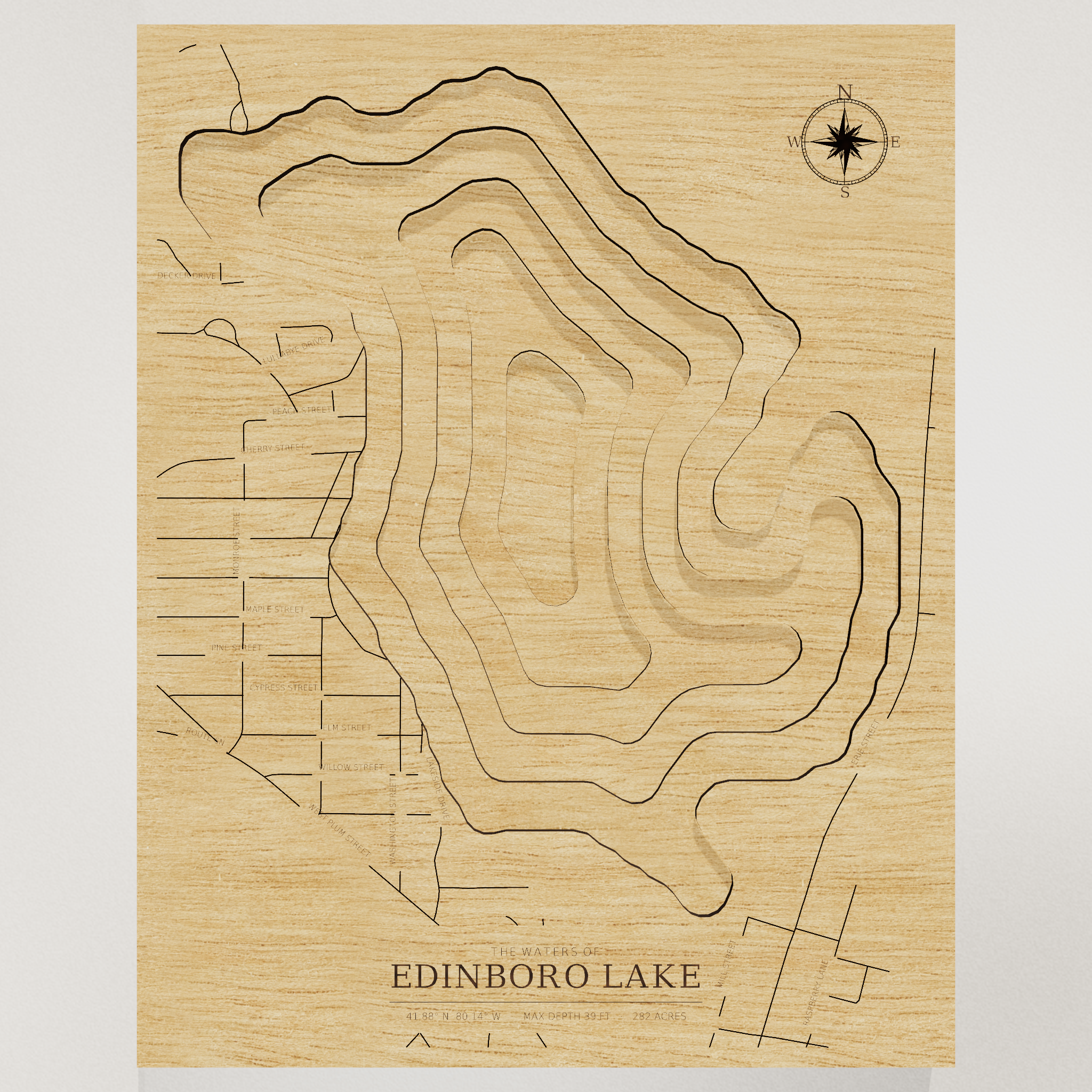 Edinboro Lake map, front view