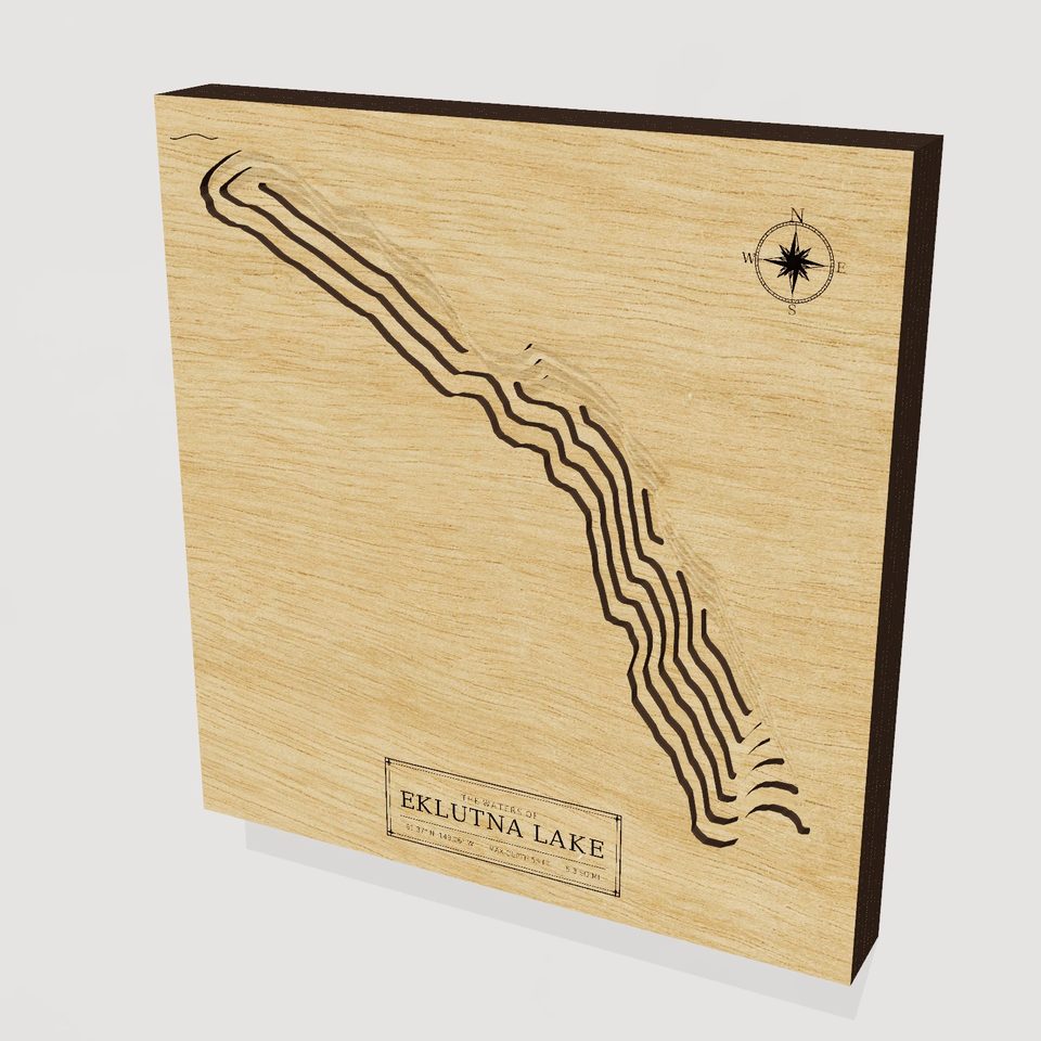 Eklutna Lake 3D wood map, hero view