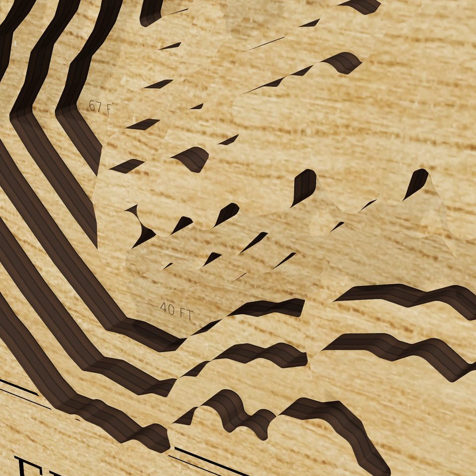 El Dorado Lake 3D wood map, detail view