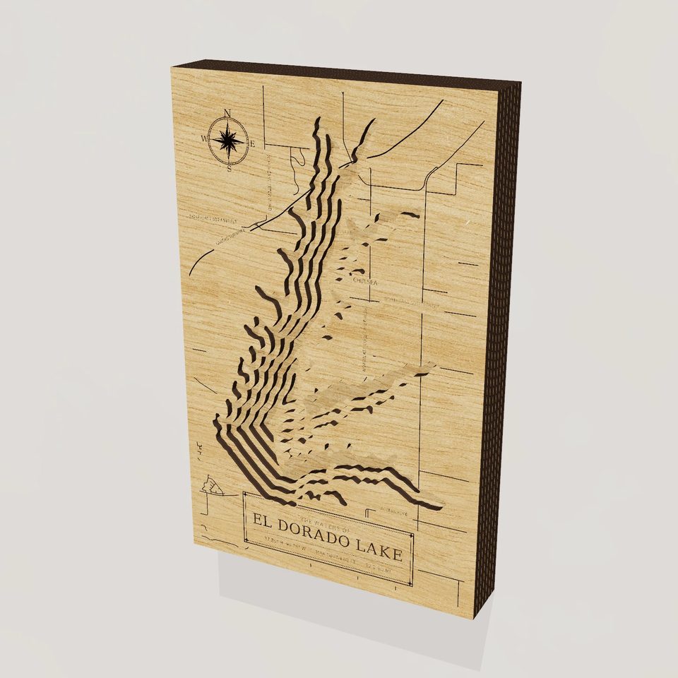 El Dorado Lake 3D wood map, hero view