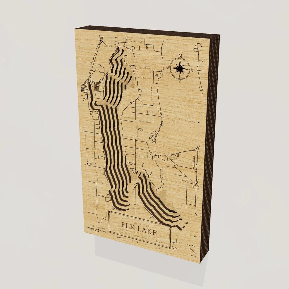 Elk Lake 3D wood map, hero view