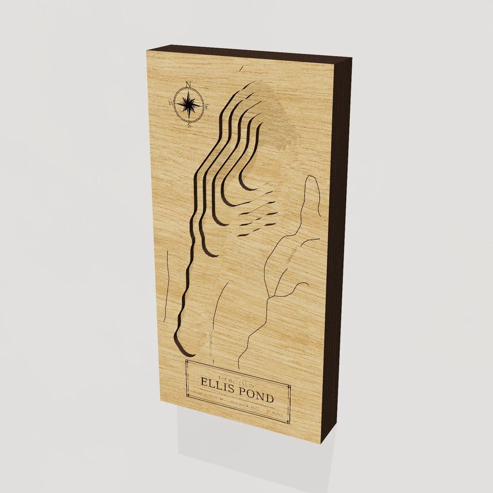 Ellis Pond 3D wood map, hero view