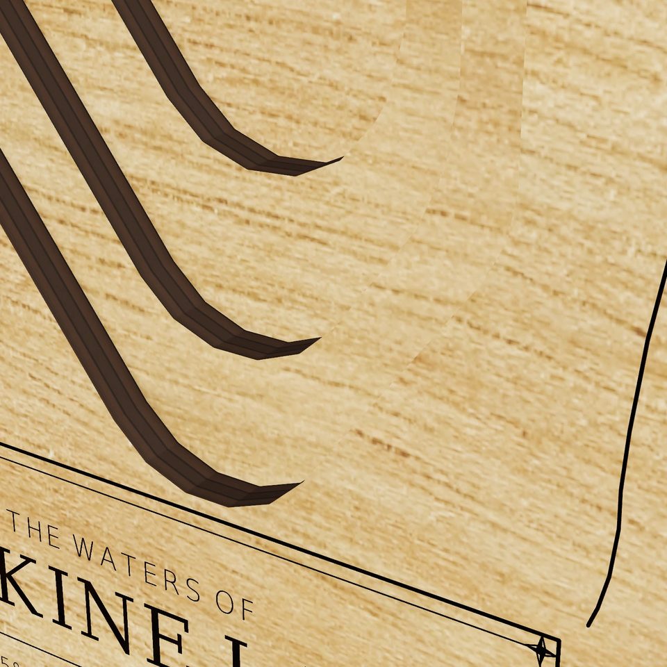 Erskine Lake 3D wood map, detail view