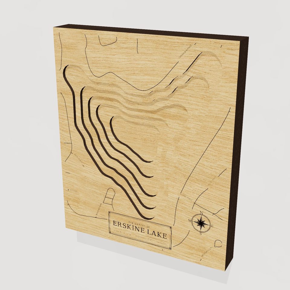 Erskine Lake 3D wood map, hero view