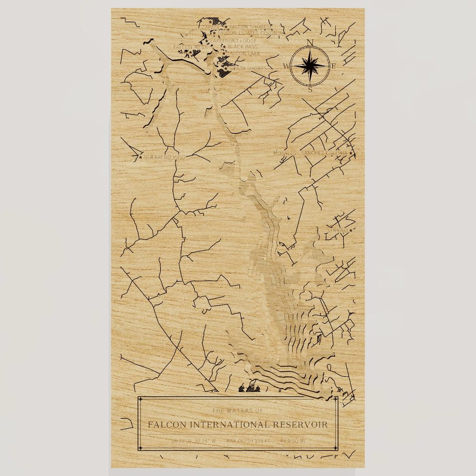 Falcon International Reservoir 3D wood map, front view