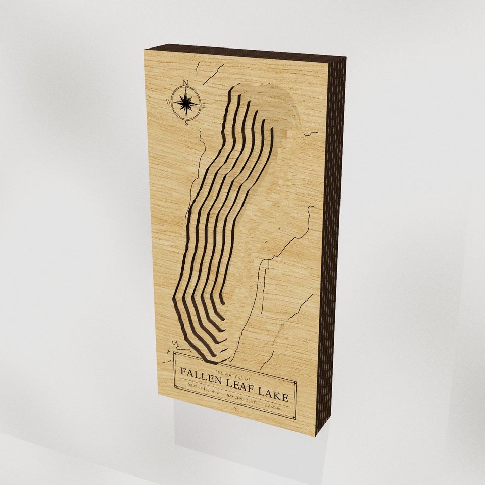 Fallen Leaf Lake 3D wood map, hero view