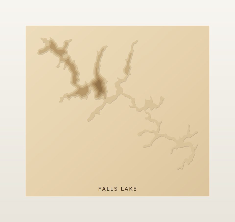 Falls Lake 3D wood map, preview view