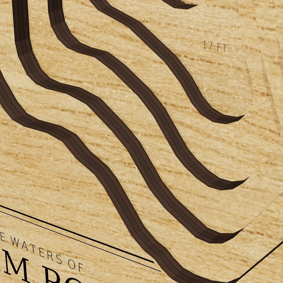 Farm Pond 3D wood map, detail view