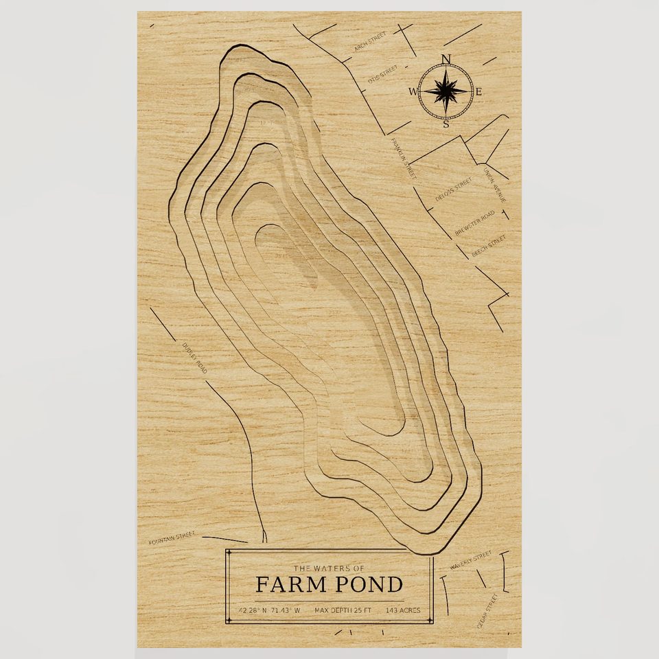Farm Pond 3D wood map, front view