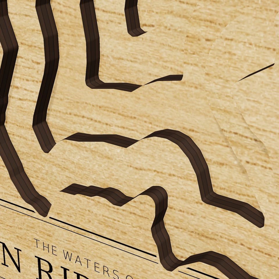 Fern Ridge Lake 3D wood map, detail view