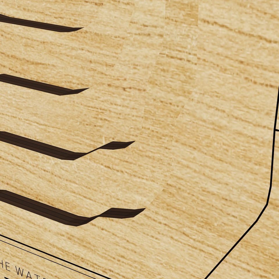 Fish Lake 3D wood map, detail view