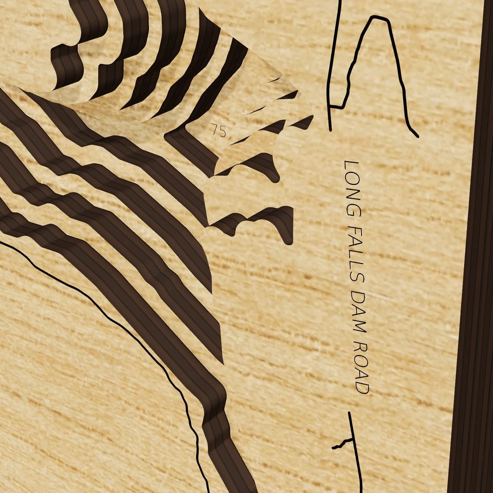 Flagstaff Lake 3D wood map, detail view