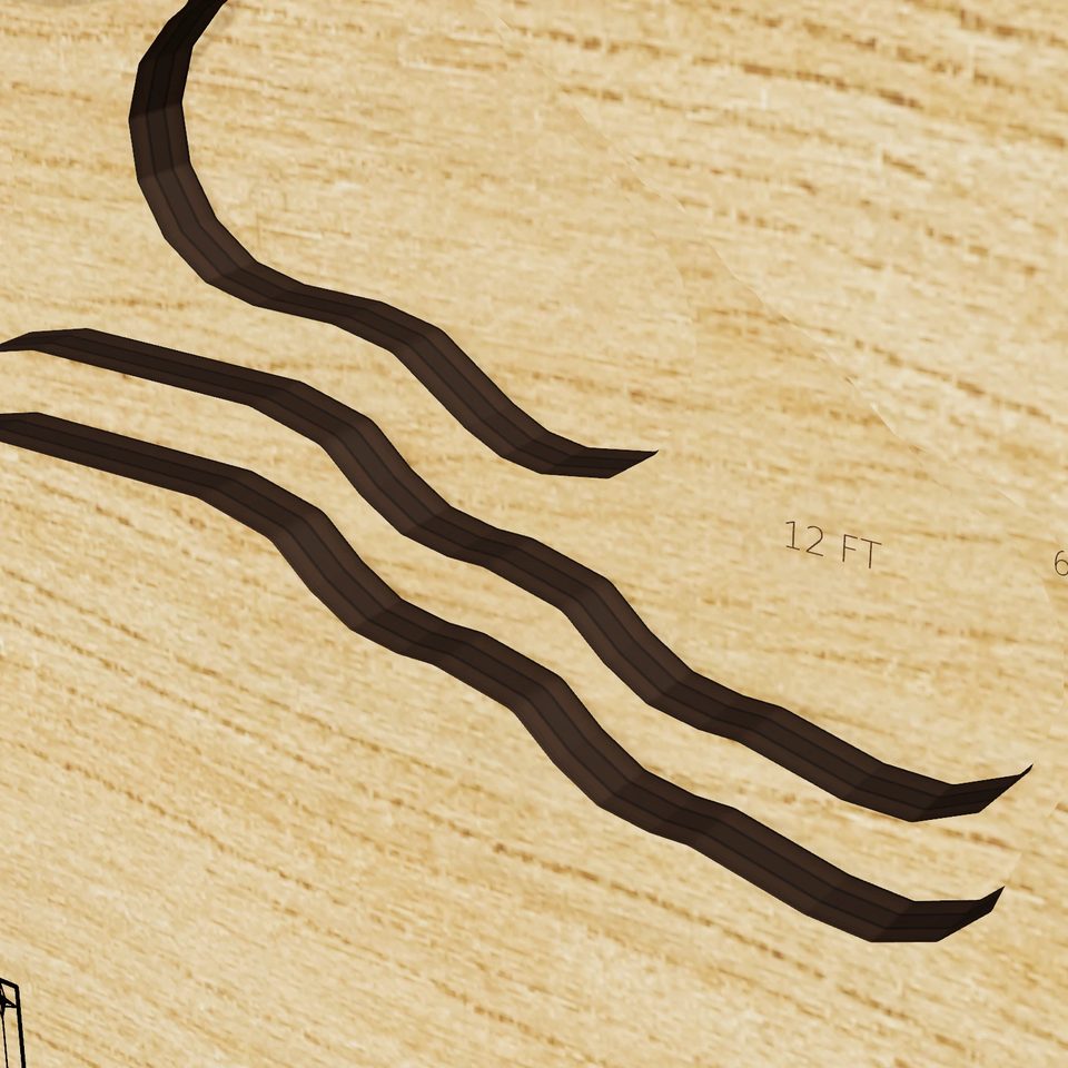 Florence Lake 3D wood map, detail view