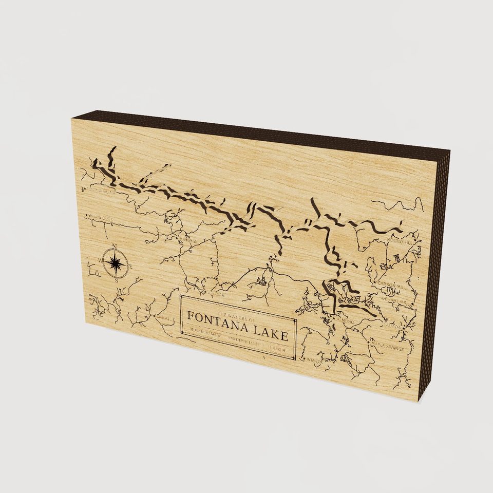 Fontana Lake 3D wood map, hero view