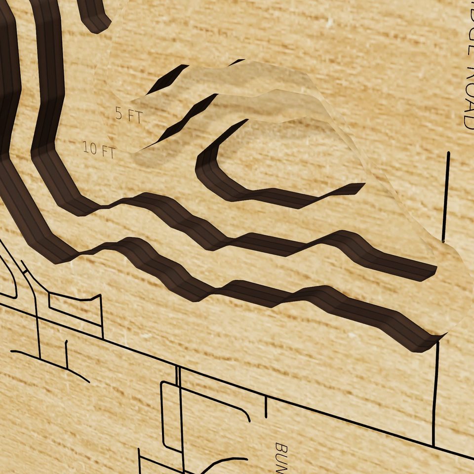 Ford Lake 3D wood map, detail view