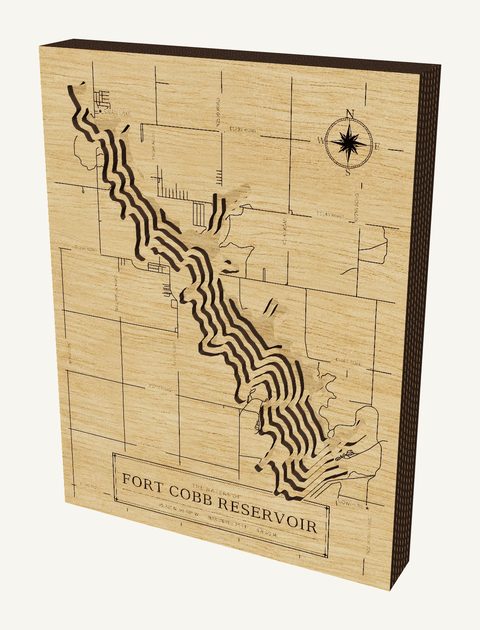 Fort Cobb Reservoir wood map