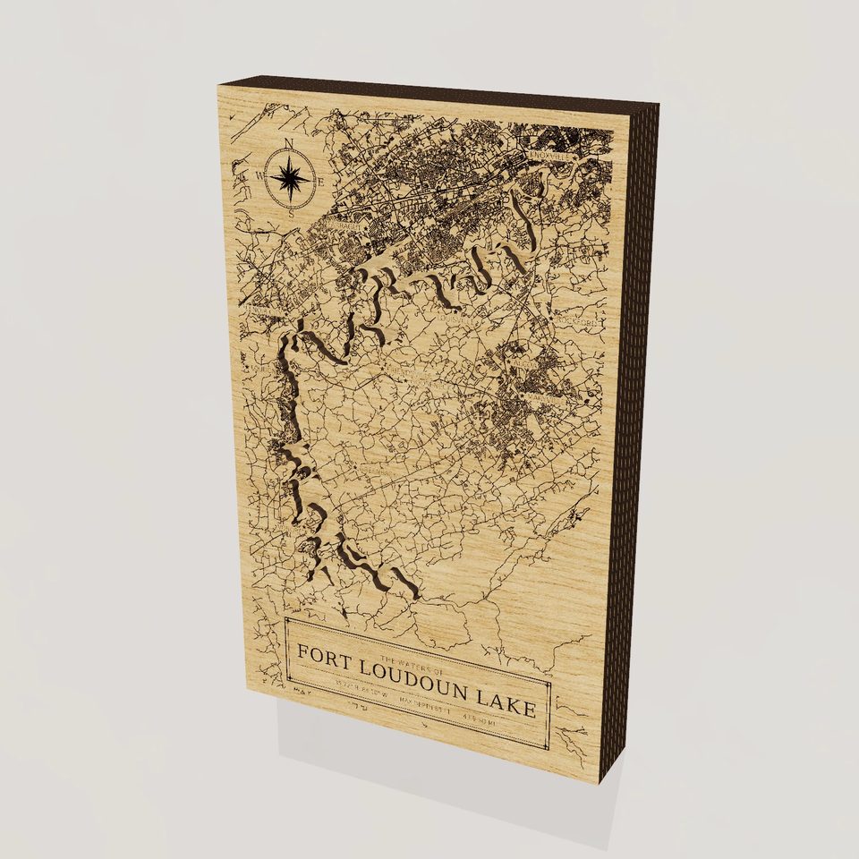 Fort Loudoun Lake 3D wood map, hero view