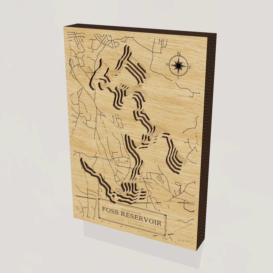 Foss Reservoir 3D wood map, hero view
