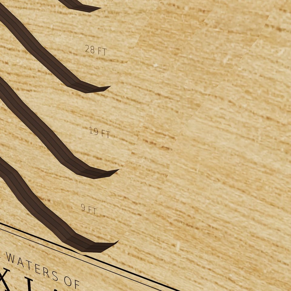 Fox Lake 3D wood map, detail view