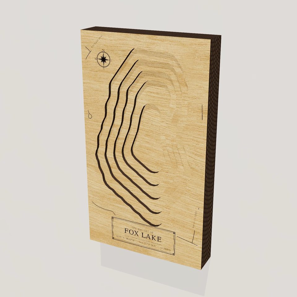 Fox Lake 3D wood map, hero view