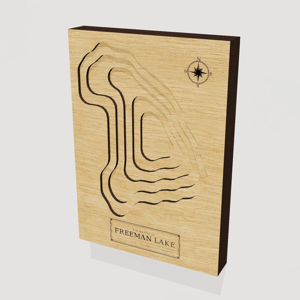 Freeman Lake 3D wood map, hero view