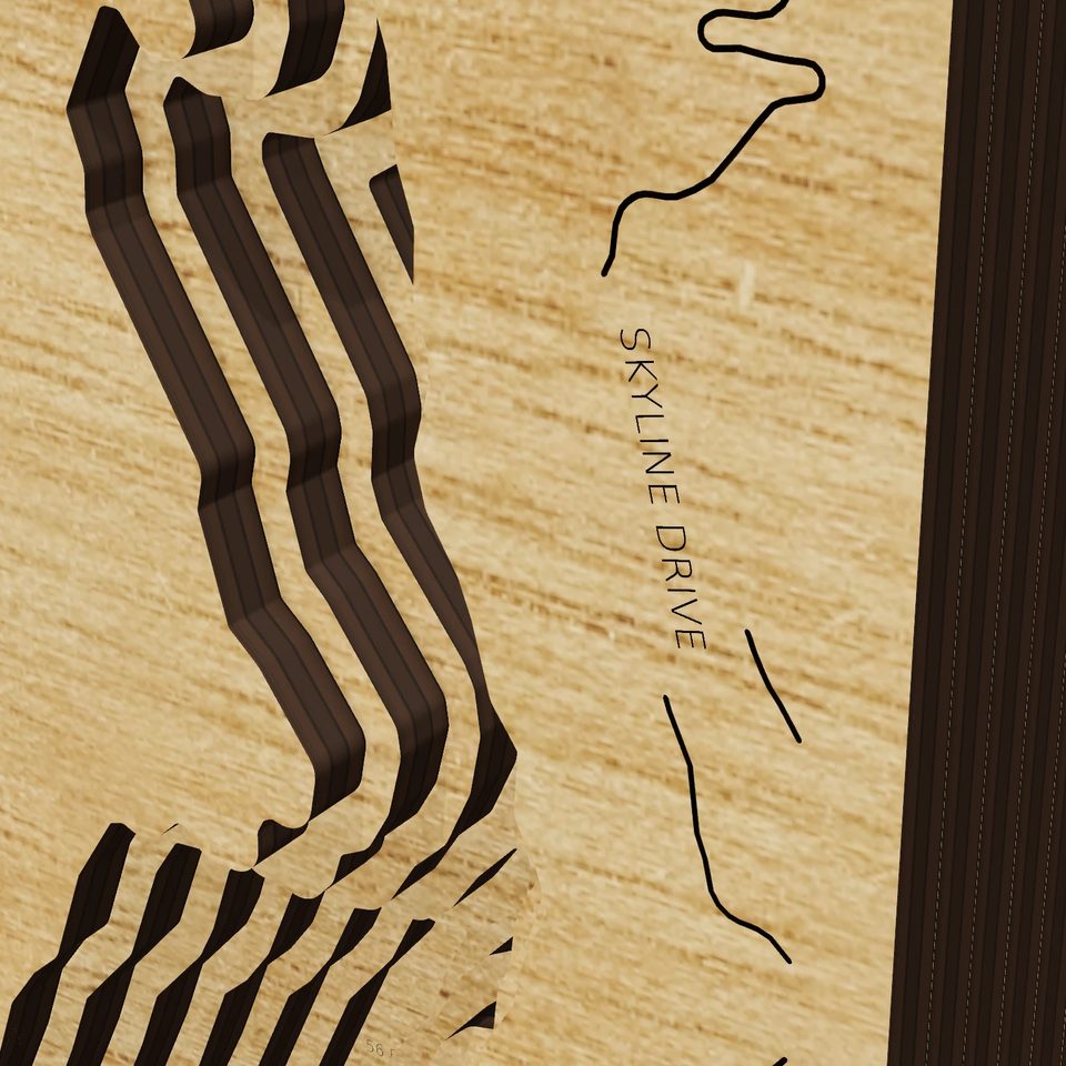 Fremont Lake 3D wood map, detail view
