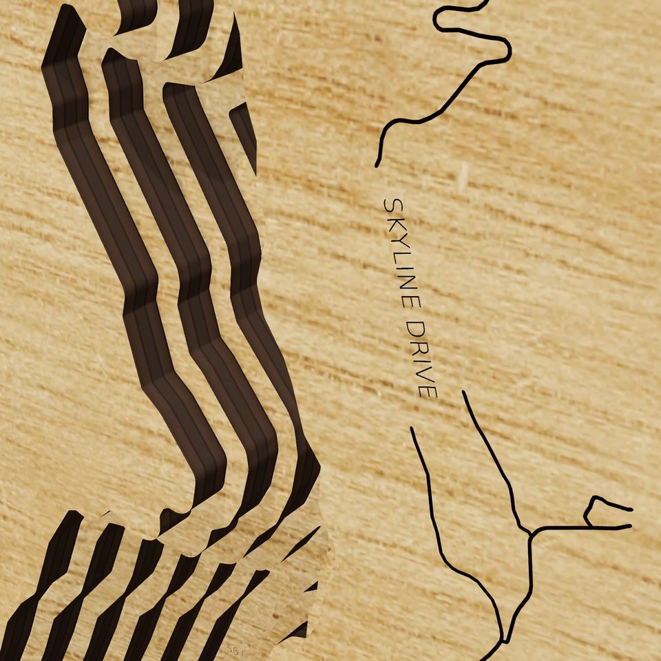 Fremont Lake 3D wood map, detail view