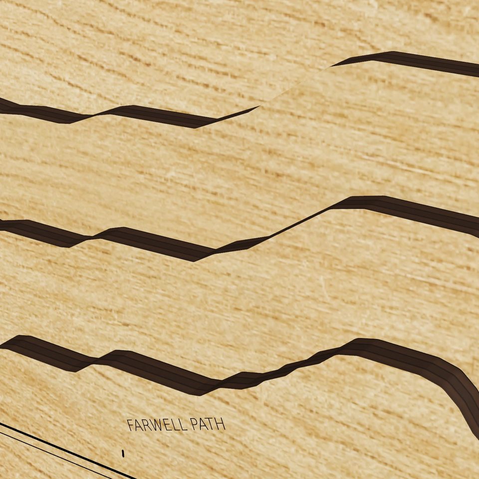 French Lake 3D wood map, detail view