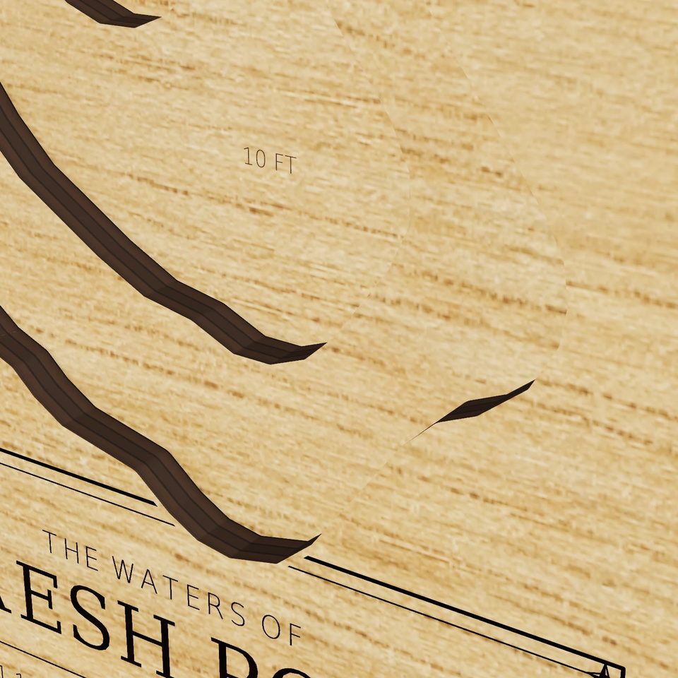 Fresh Pond 3D wood map, detail view