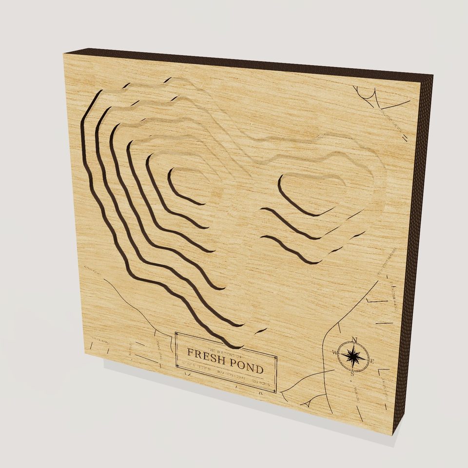 Fresh Pond 3D wood map, hero view
