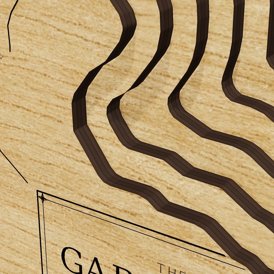 Gardner Lake 3D wood map, detail view