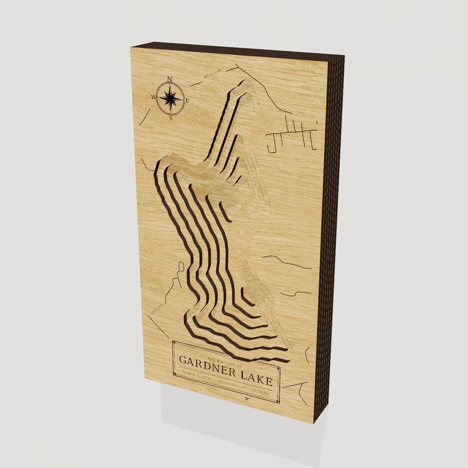 Gardner Lake 3D wood map, hero view